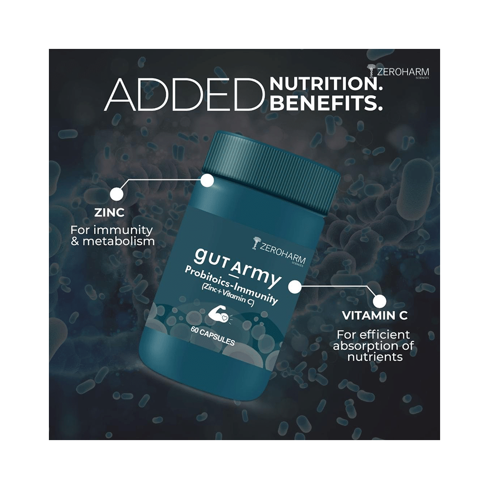 Zeroharm Sciences Gut Army Probiotics-Immunity Vegetable Capsule Capsule - Image 7