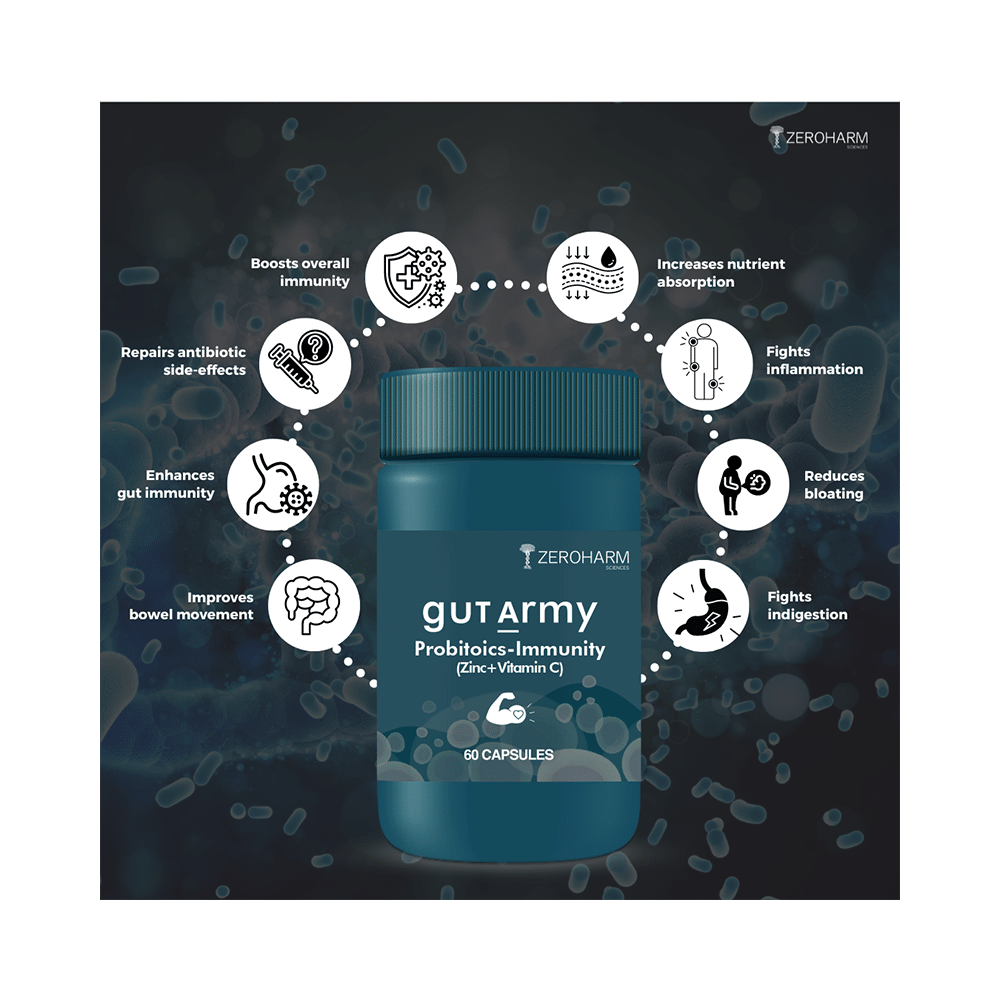 Zeroharm Sciences Gut Army Probiotics-Immunity Vegetable Capsule Capsule - Image 5