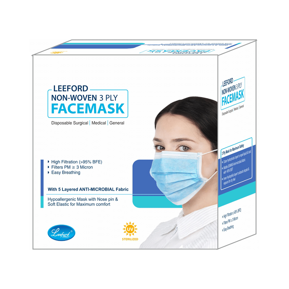 Leeford Non-Woven 3 Ply Facemask with 5 Layered Anti-Microbial Fabric