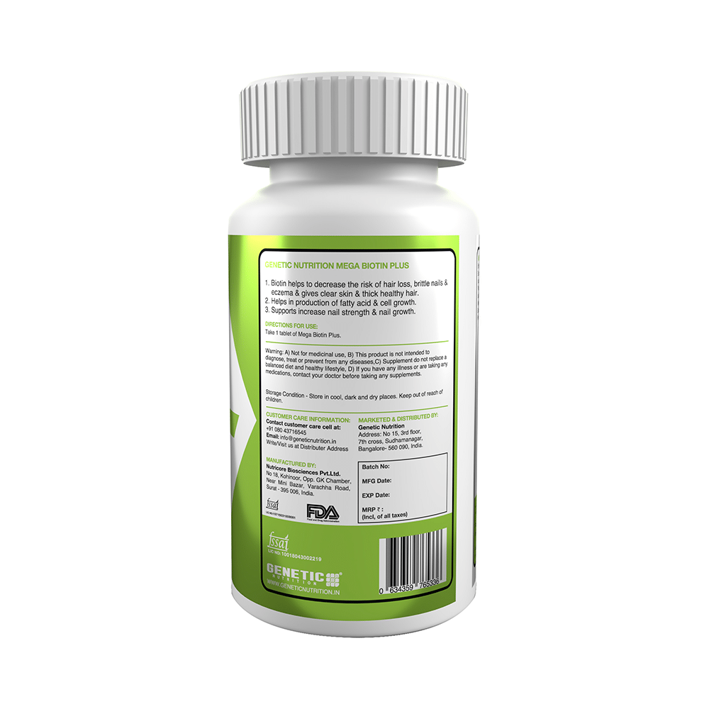 Genetic Nutrition Mega Biotin Plus Tablet - Image 3