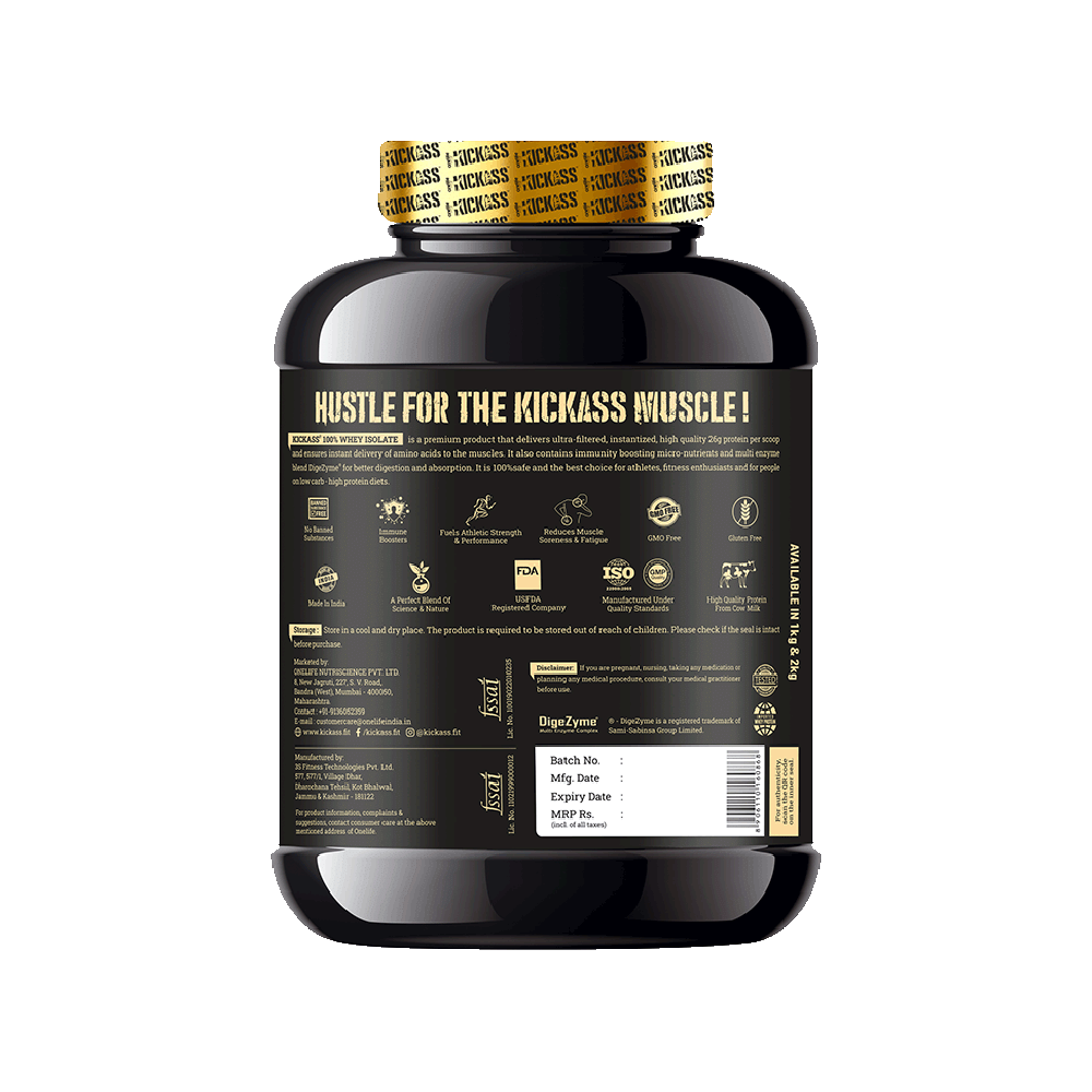 Kickass 100% Whey Isolate Fast Absorbing for Muscle Growth & Recovery Powder Choco Bliss - Image 3