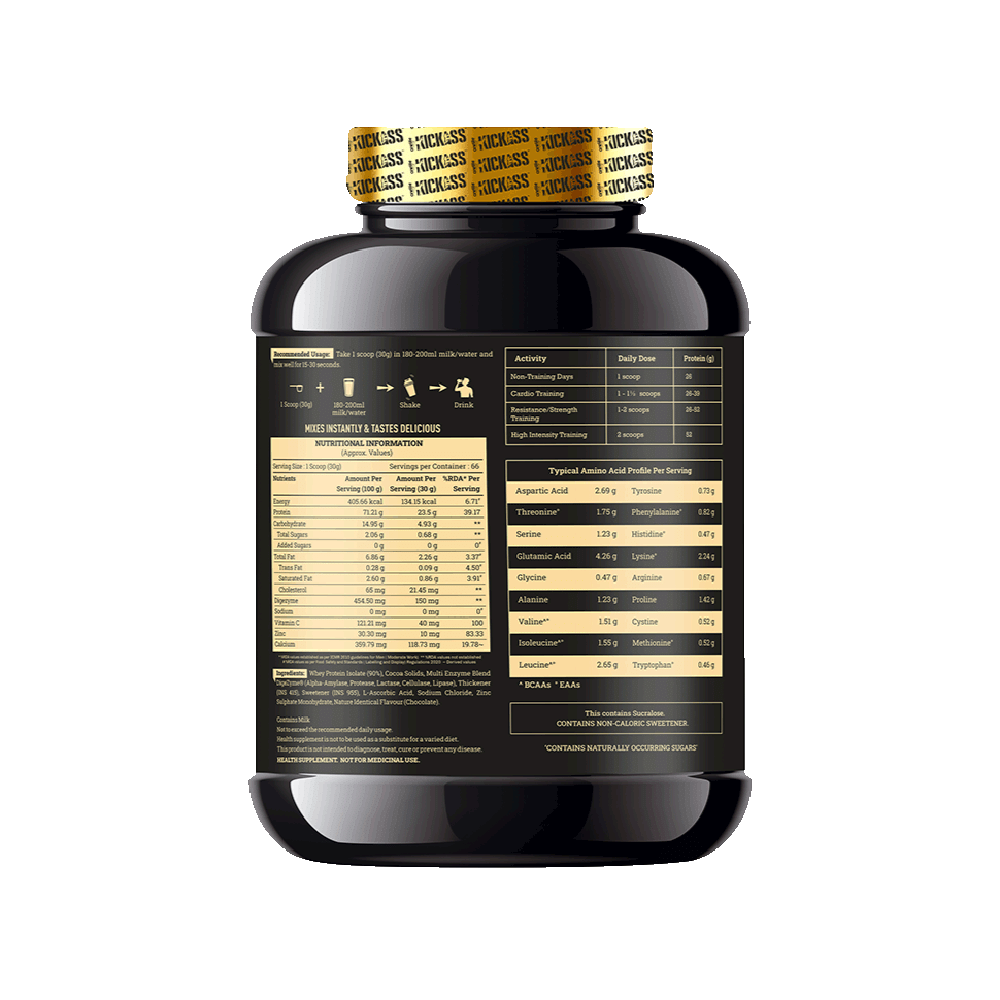 Kickass 100% Whey Isolate Fast Absorbing for Muscle Growth & Recovery Powder Choco Bliss - Image 2