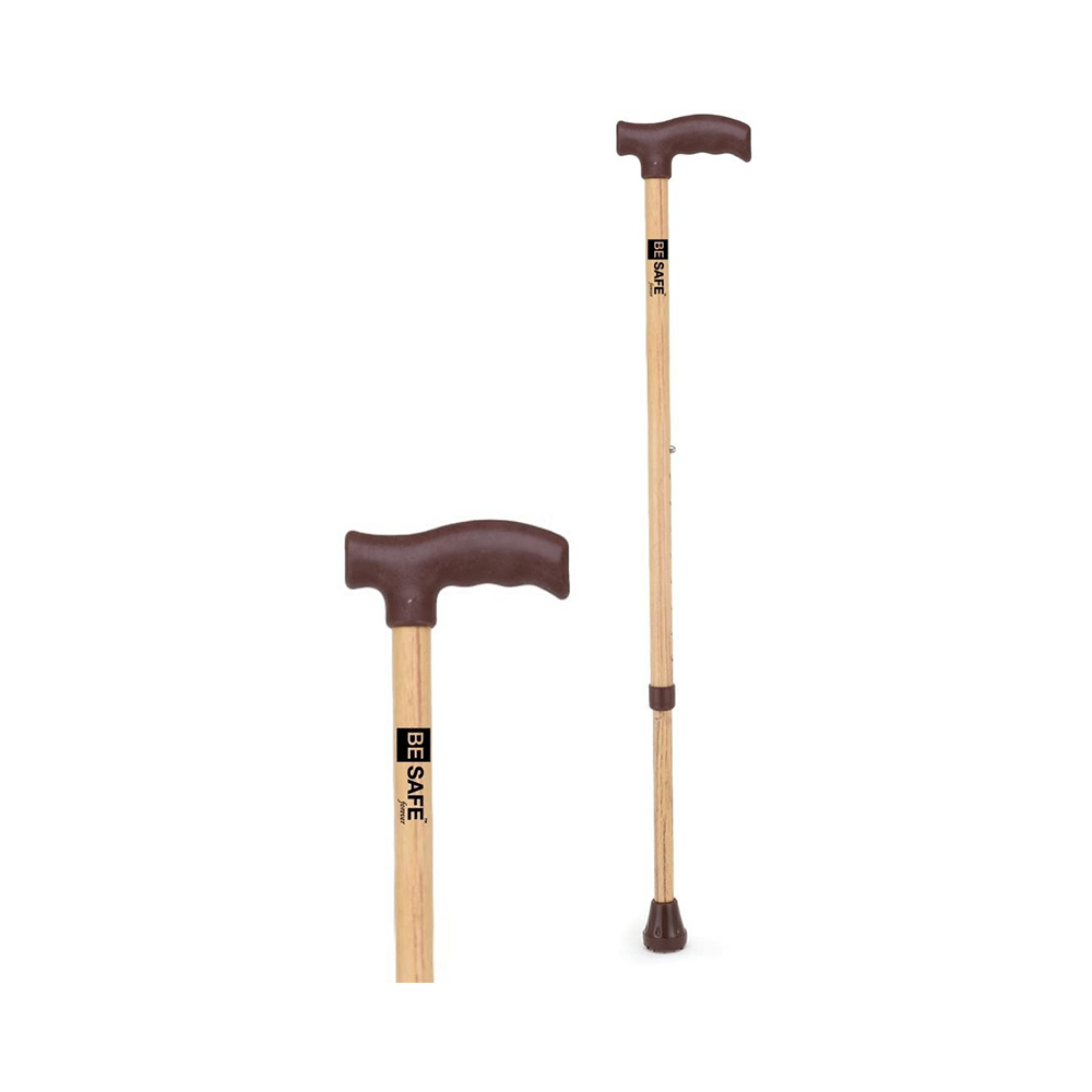 Be Safe Forever Adult Walking Cane Support Stick Height Adjustable Wooden Steel