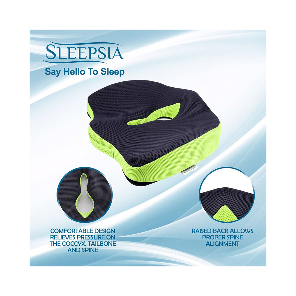 Sleepsia Advance Orthopaedic Coccyx Seat Cushion/Pillow with Memory Foam Green - Image 2