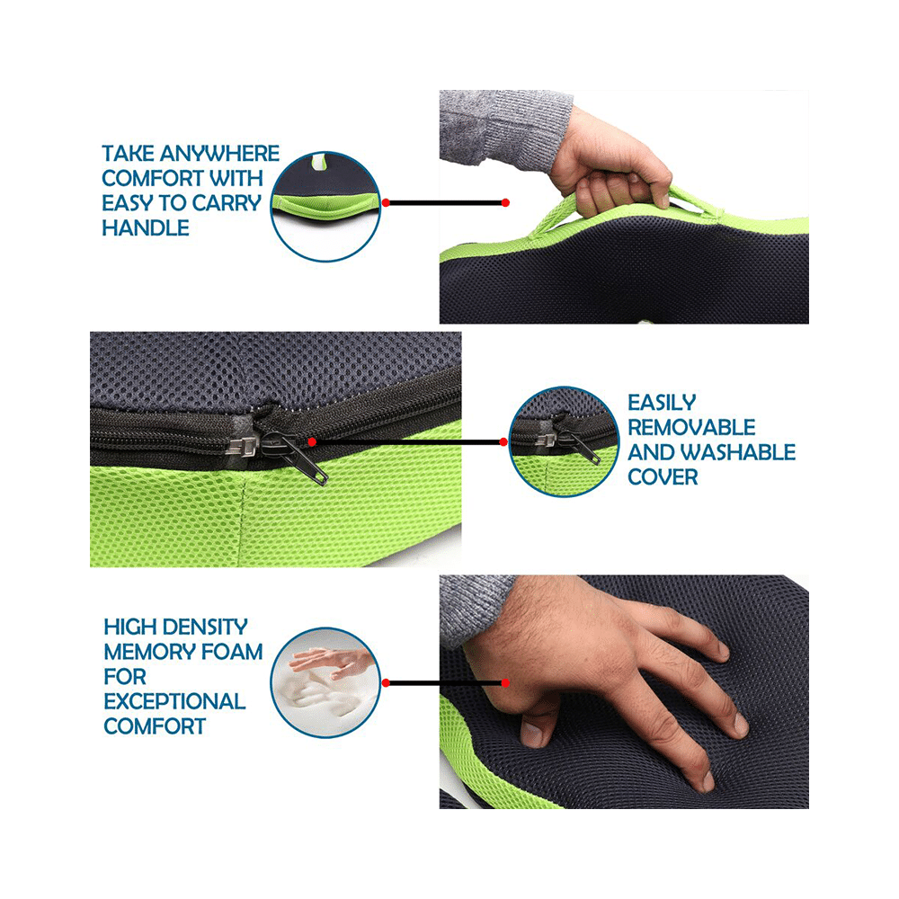 Sleepsia Advance Orthopaedic Coccyx Seat Cushion/Pillow with Memory Foam Green - Image 3