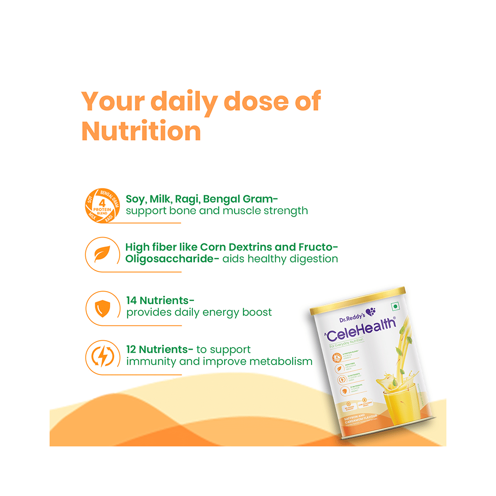 Dr Reddy's CeleHealth Nutritional Drink Low Glycemic Index, No Added Sugars Saffron and Cardamom - Image 4