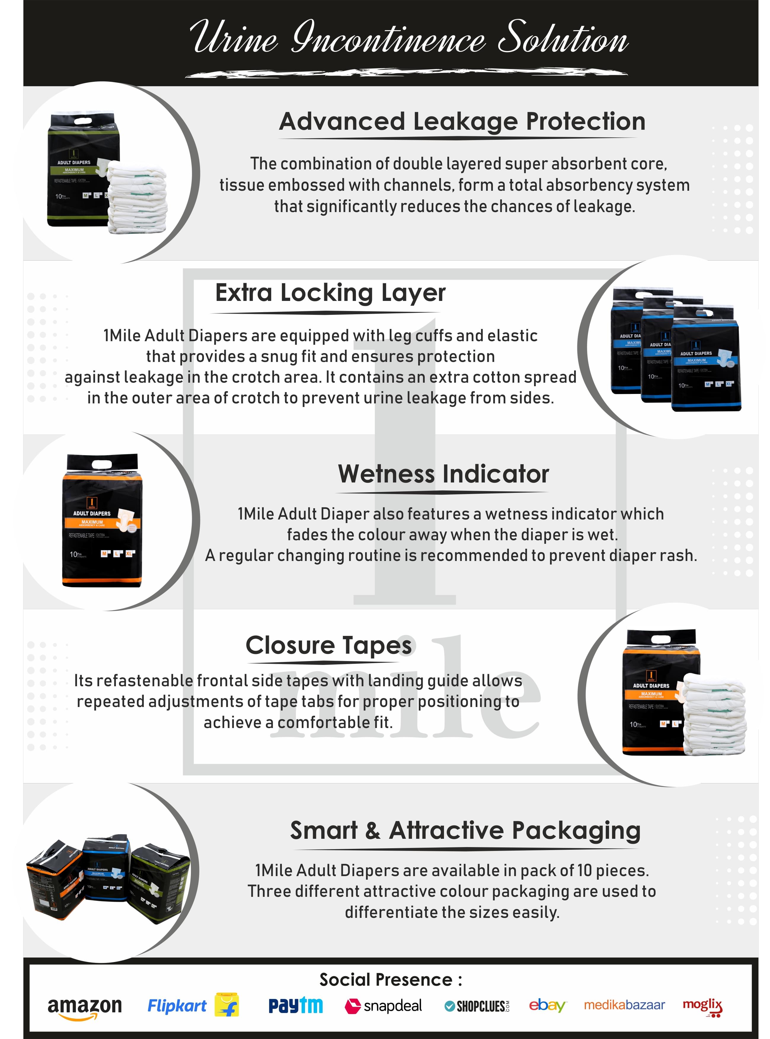 1Mile Adult Diaper Medium - Image 5