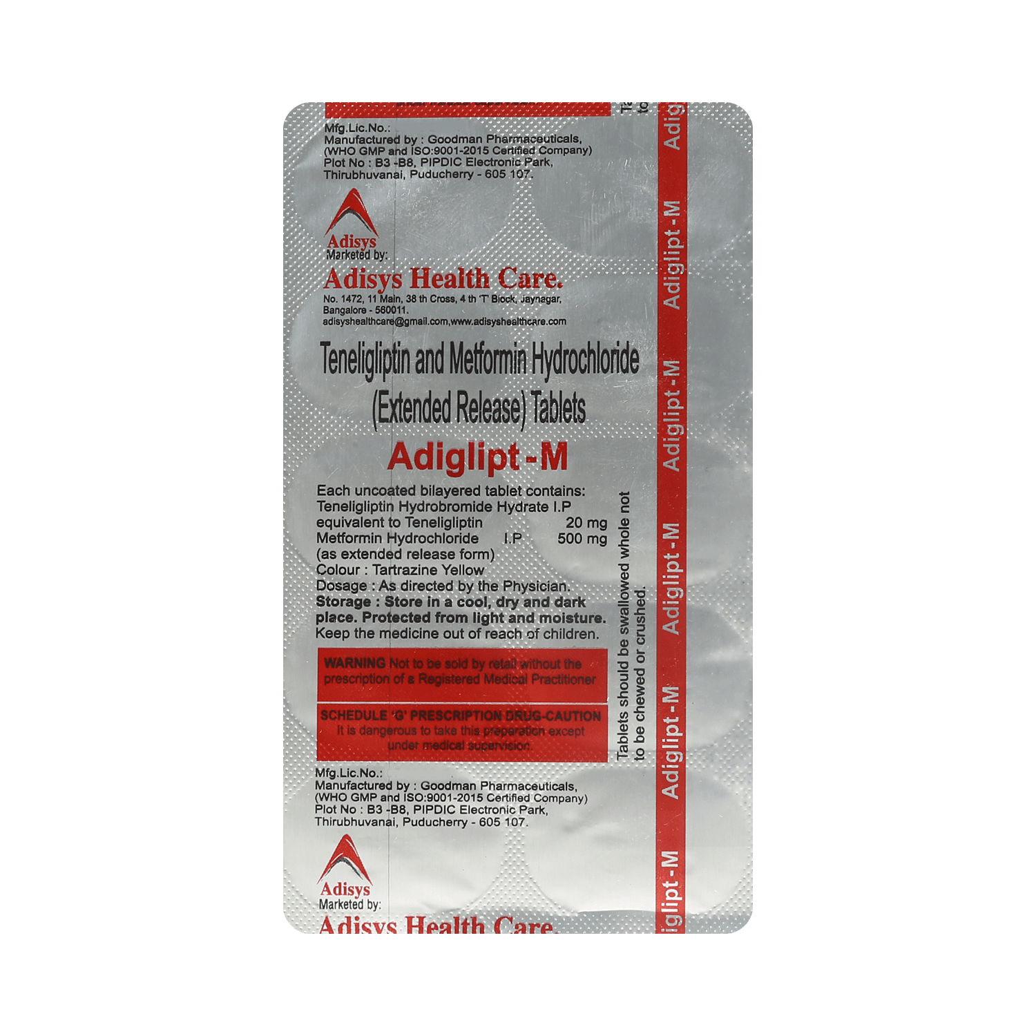Adiglipt M 500mg/20mg Tablet - Image 3