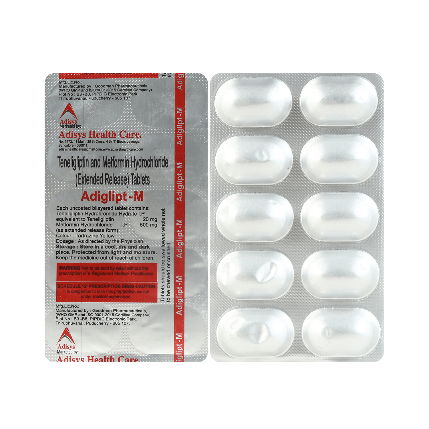 Adiglipt M 500mg/20mg Tablet - Image 1