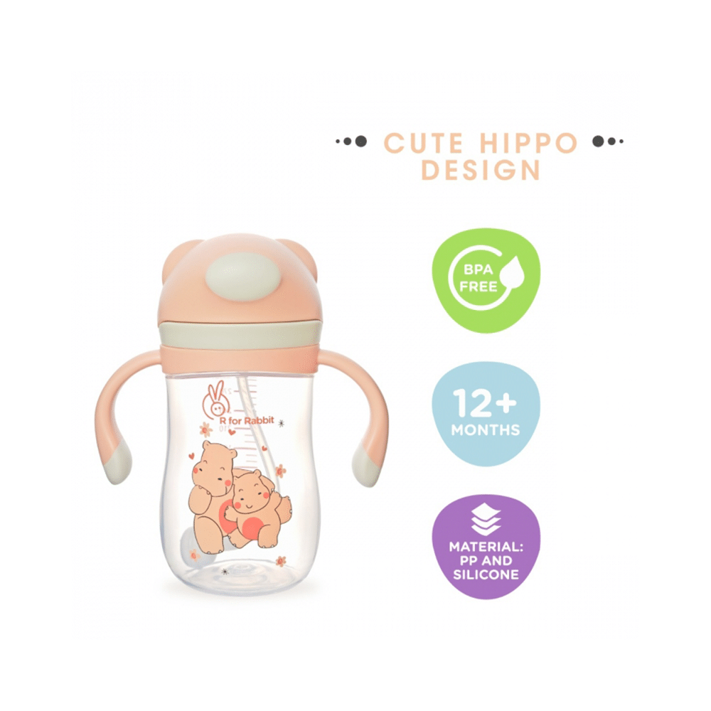 R for Rabbit Hippo Baby Straw Sipper Yellow - Image 2