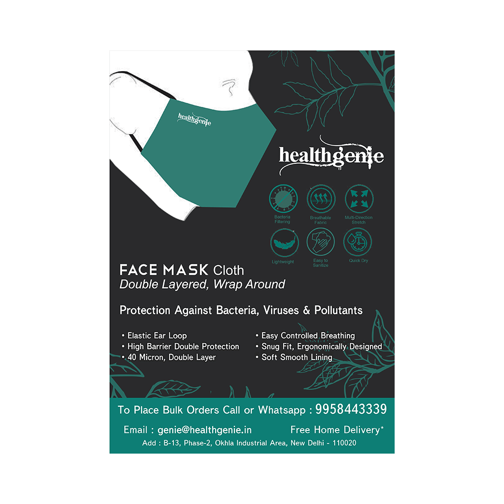Healthgenie FM 201 Washable & Reusable Double Layered, Triple Pleated Cloth Face Mask Large Green - Image 7