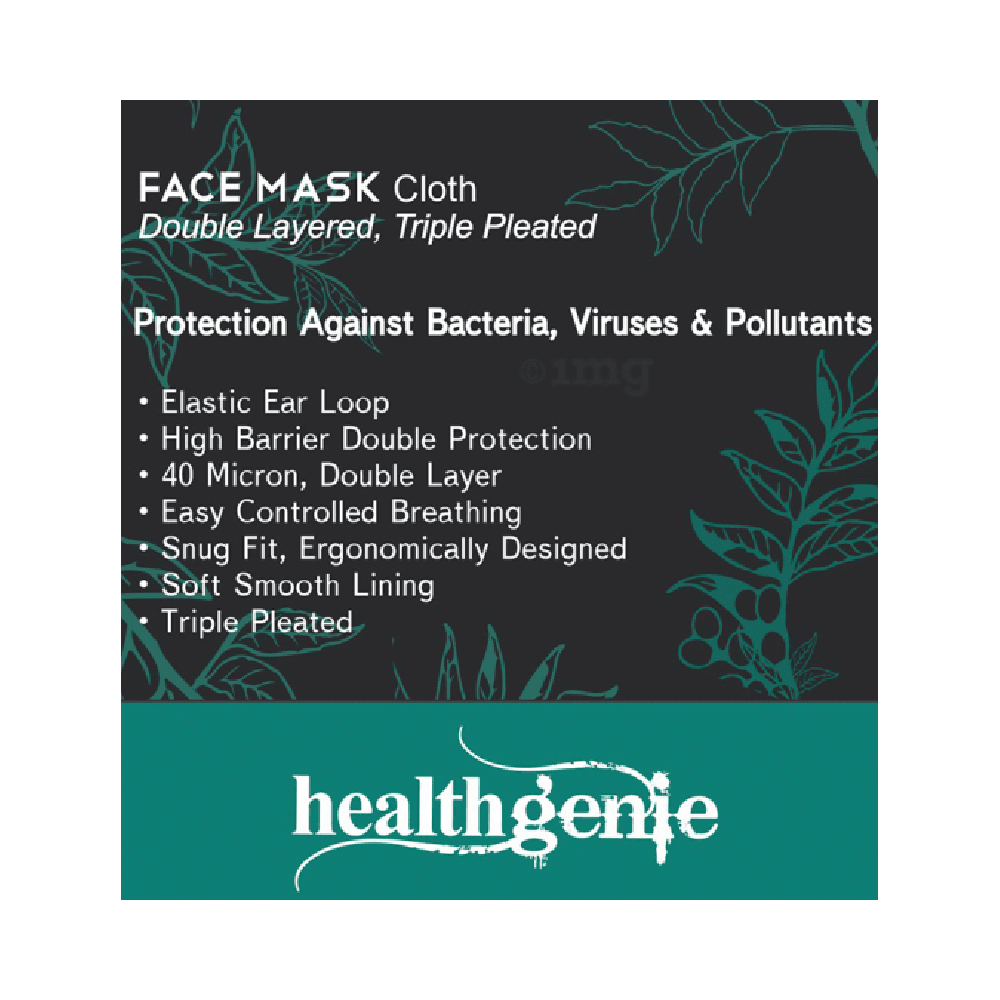 Healthgenie FM 201 Washable & Reusable Double Layered, Triple Pleated Cloth Face Mask Large Green - Image 6