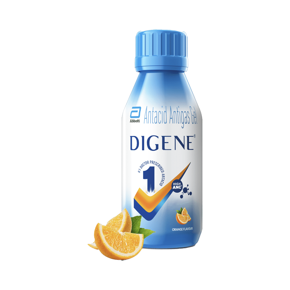 Digene Antacid Antigas Gel | For Acidity, Gas, Heartburn & Bloated Stomach Relief | Flavour Orange - Image 1