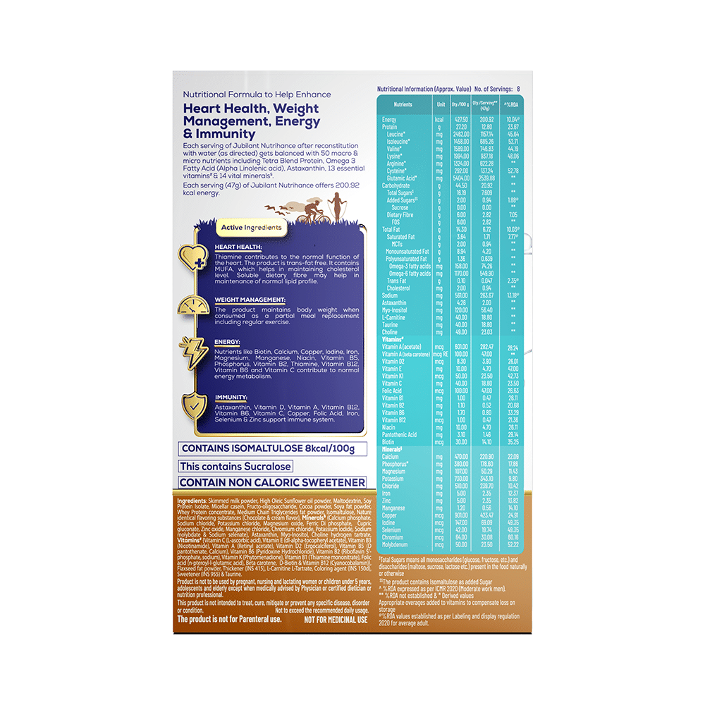 Jubilant Nutrihance for Heart, Energy, Weight Mangement & Immunity | Flavour Chocolate - Image 2