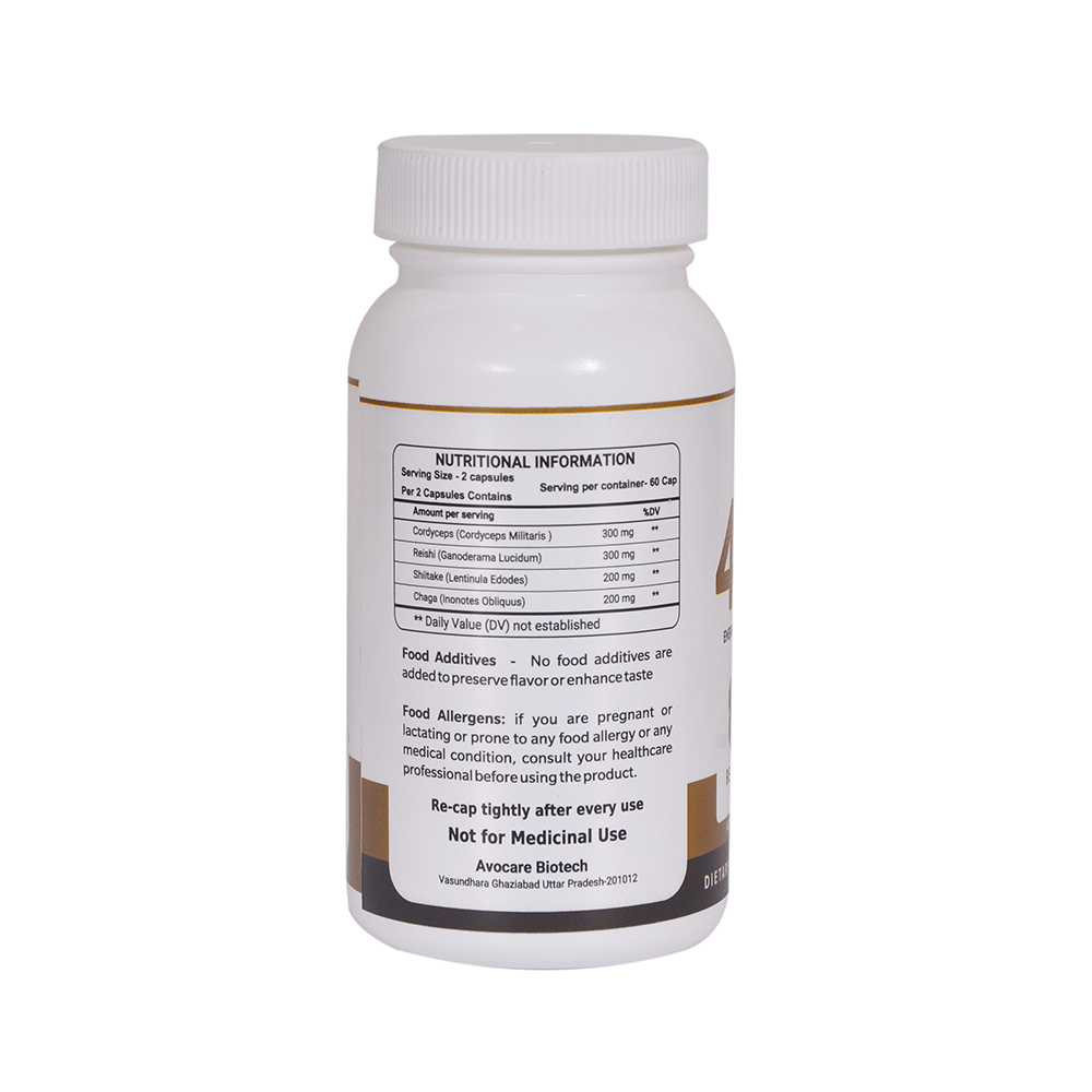 Avocare Biotech 4 Mushroom Complex Veg Capsule - Image 3
