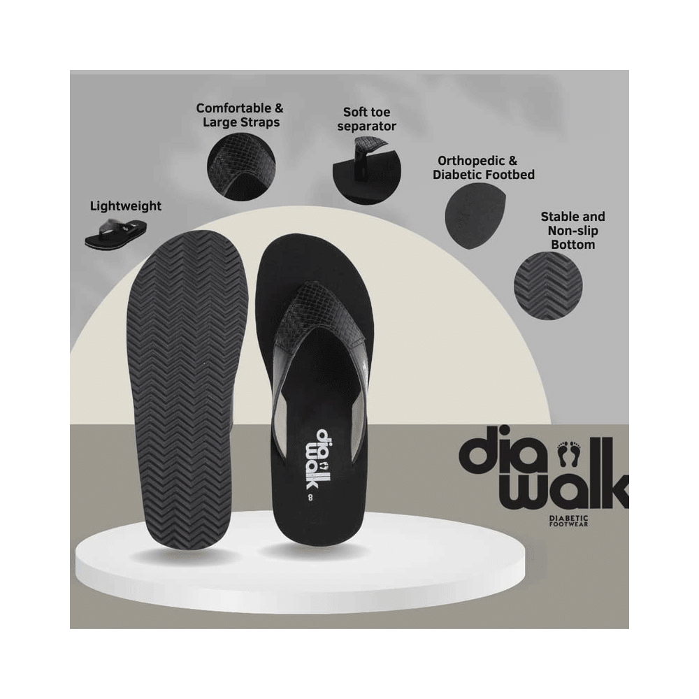 Diawalk DPM 001 Doctor Soft Orthopedic & Diabetic Flip-Flops Slippers For Men Black 10 - Image 5