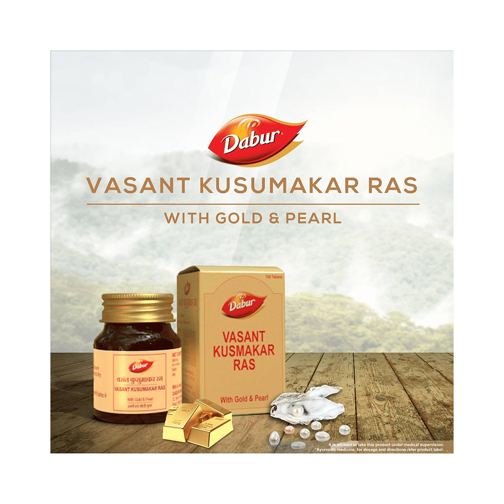 Dabur Vasant Kusumakar Ras with Gold & Pearl Tablet | For General Weakness, Heart Health, Immunity & Antioxidant Support - Image 5