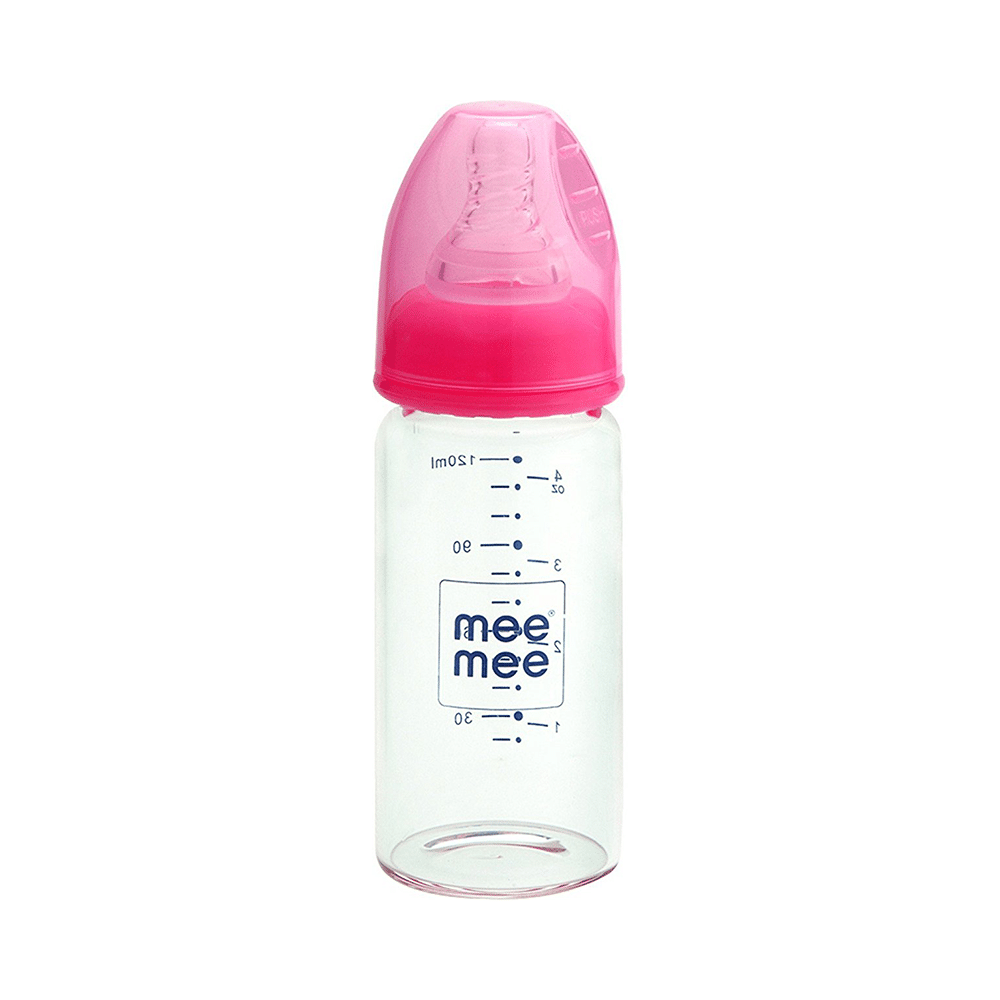 Mee Mee Premium Glass Feeding Bottle Pink - Image 2