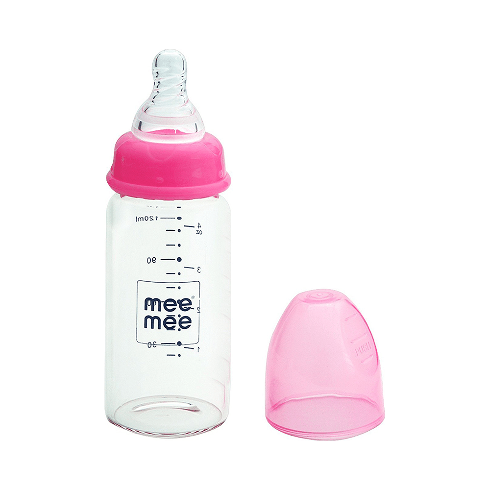 Mee Mee Premium Glass Feeding Bottle Pink - Image 1