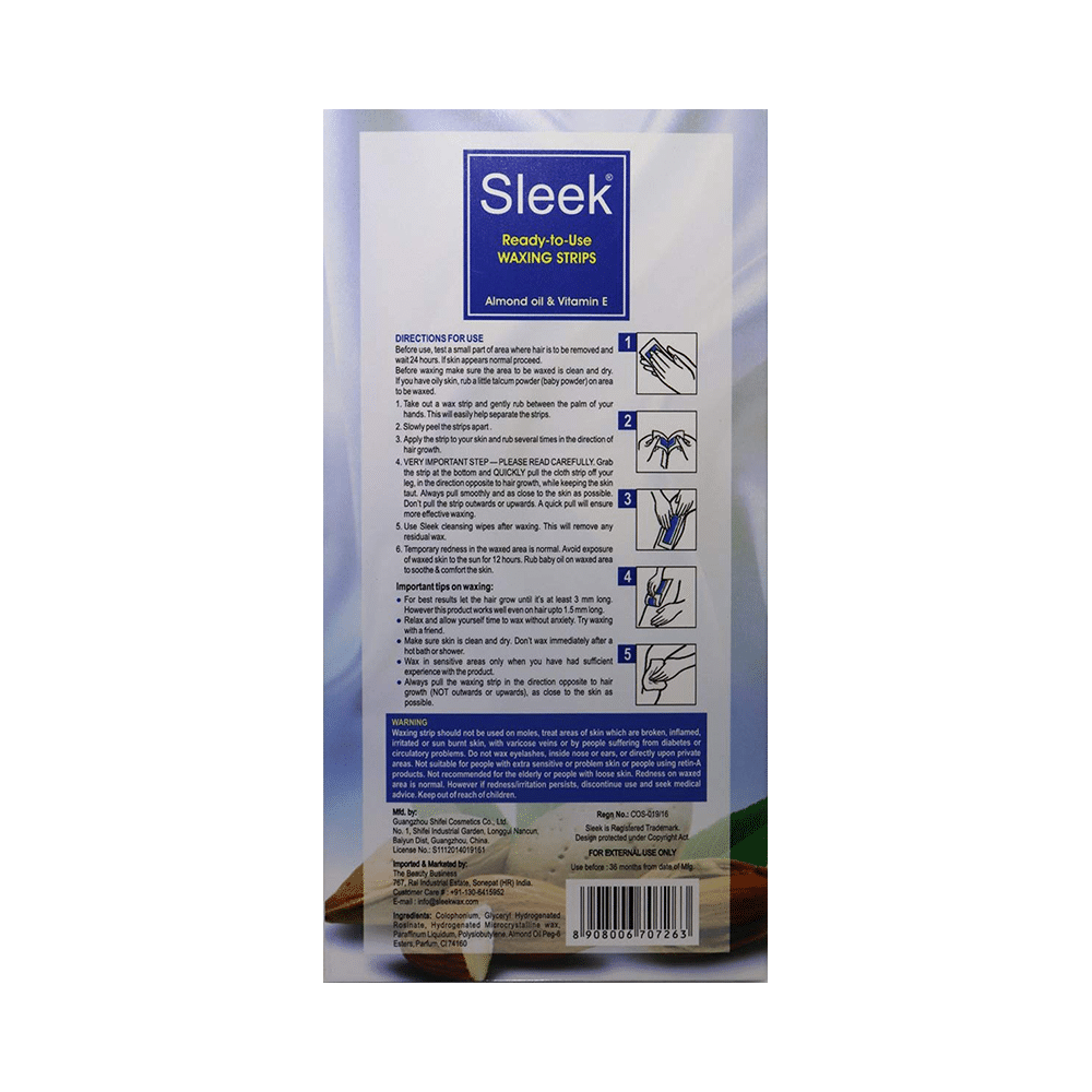 Sleek Ready-To-Use Waxing Strips( 20 Strips & 5 Wipes) Sensitive Skin - Image 2