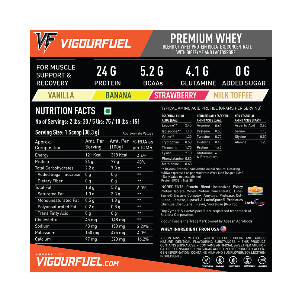 Vigour Fuel 100% Pure Whey Protein Premium Banana Smoothie - Image 3