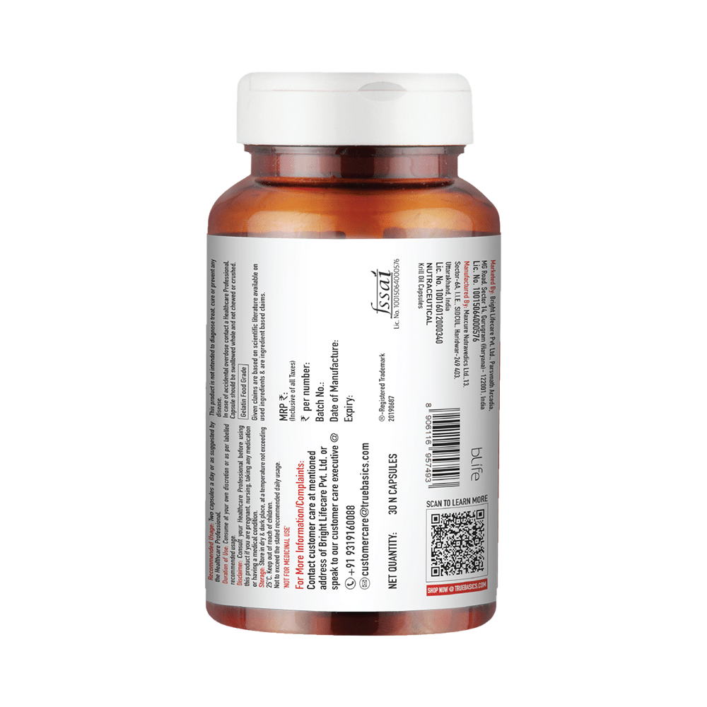 TrueBasics Heart Omega 3 Krill Oil for Reducing Triglycerides & Cholesterol | Soft Gelatin Capsule - Image 2
