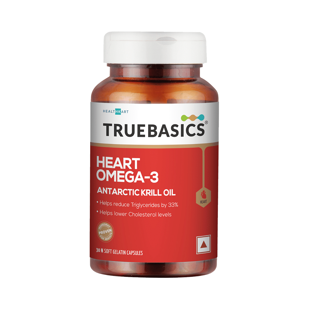 TrueBasics Heart Omega 3 Krill Oil for Reducing Triglycerides & Cholesterol | Soft Gelatin Capsule - Image 1