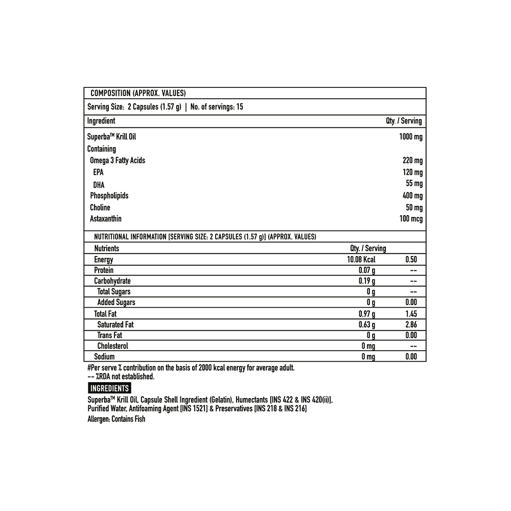 TrueBasics Heart Omega 3 Krill Oil for Reducing Triglycerides & Cholesterol | Soft Gelatin Capsule - Image 3