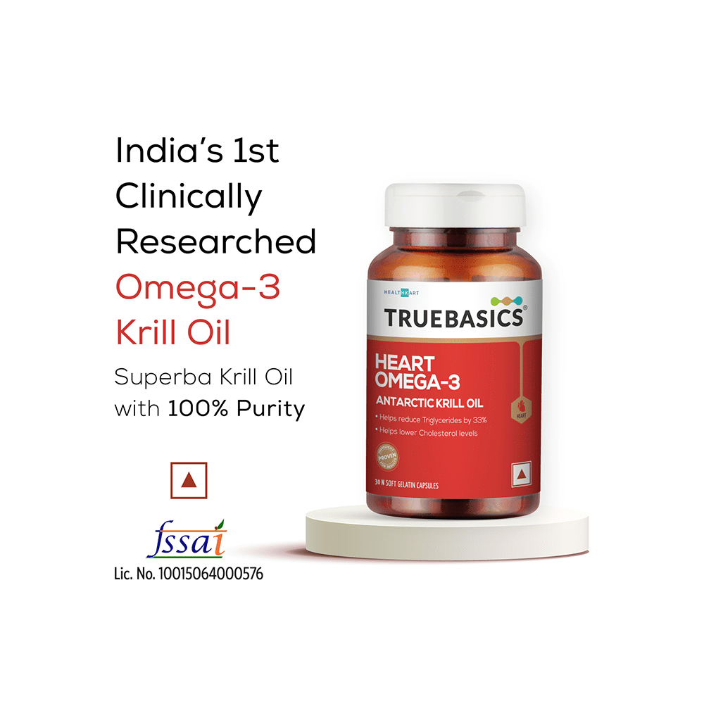 TrueBasics Heart Omega 3 Krill Oil for Reducing Triglycerides & Cholesterol | Soft Gelatin Capsule - Image 7