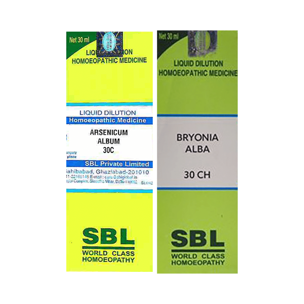 Combo Pack of SBL Arsenicum Album Dilution 30 CH & SBL Bryonia Alba Dilution 30 CH (30ml Each) - Image 1