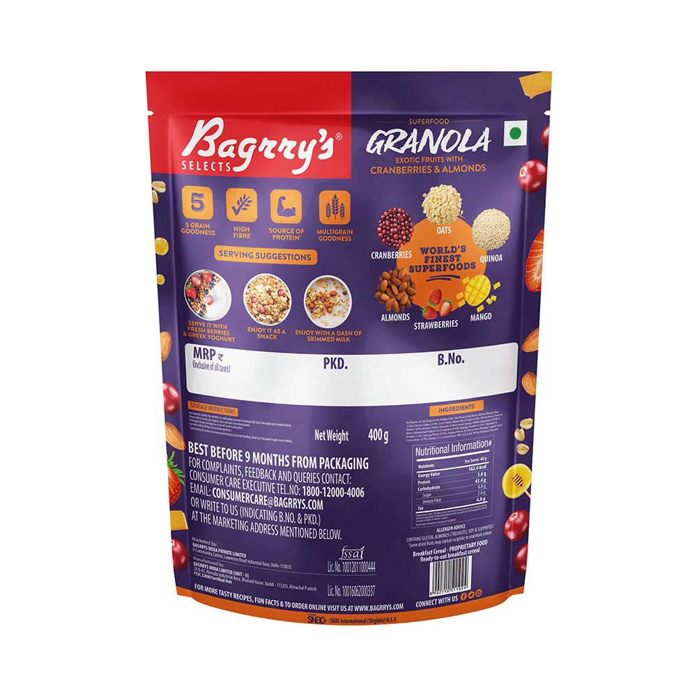Bagrry's Superfood Granola Belgian Dark Chocolate & Almonds - Image 2