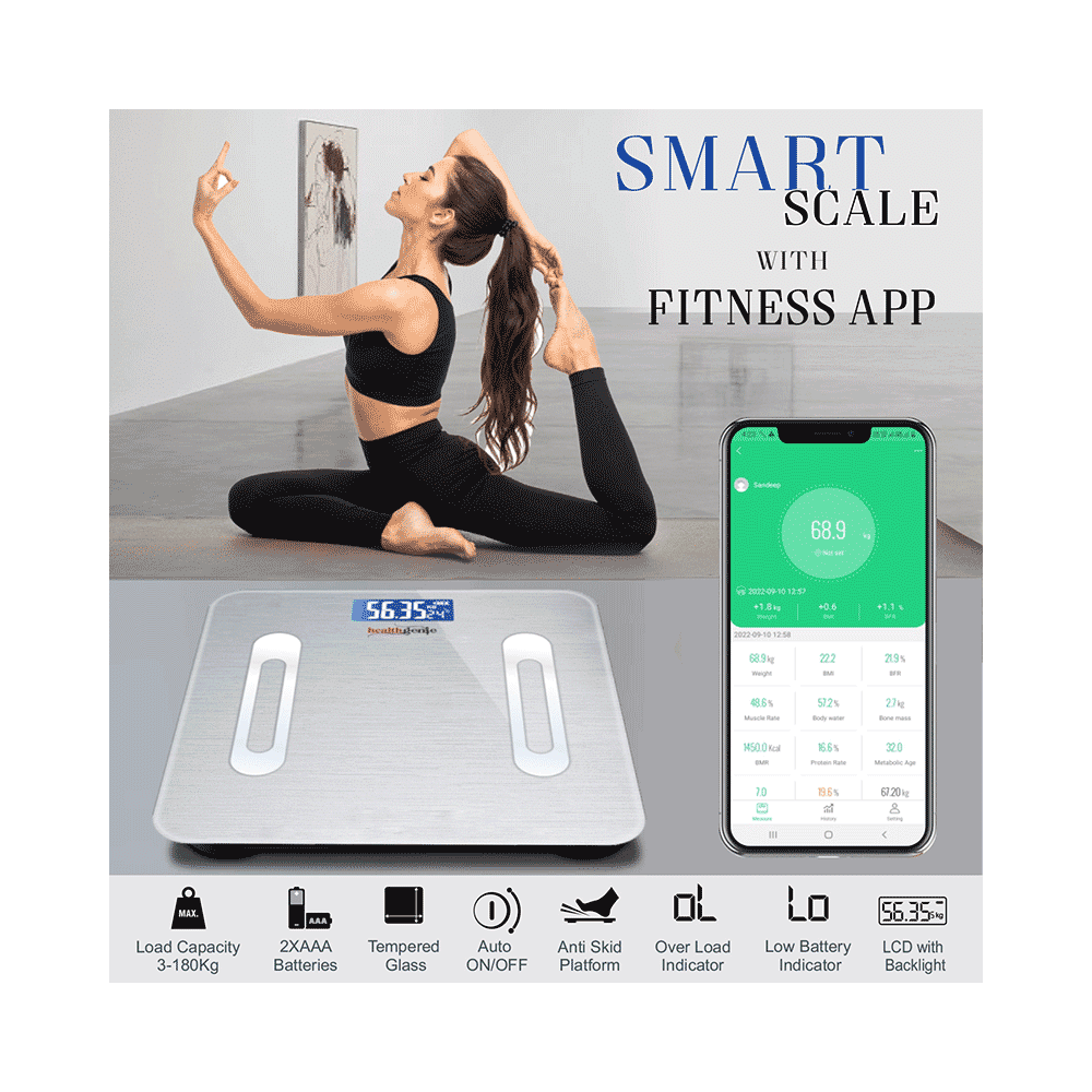 Healthgenie Smart Bluetooth Weight Machine with Fitness Mobile App Metallic Shine - Image 7