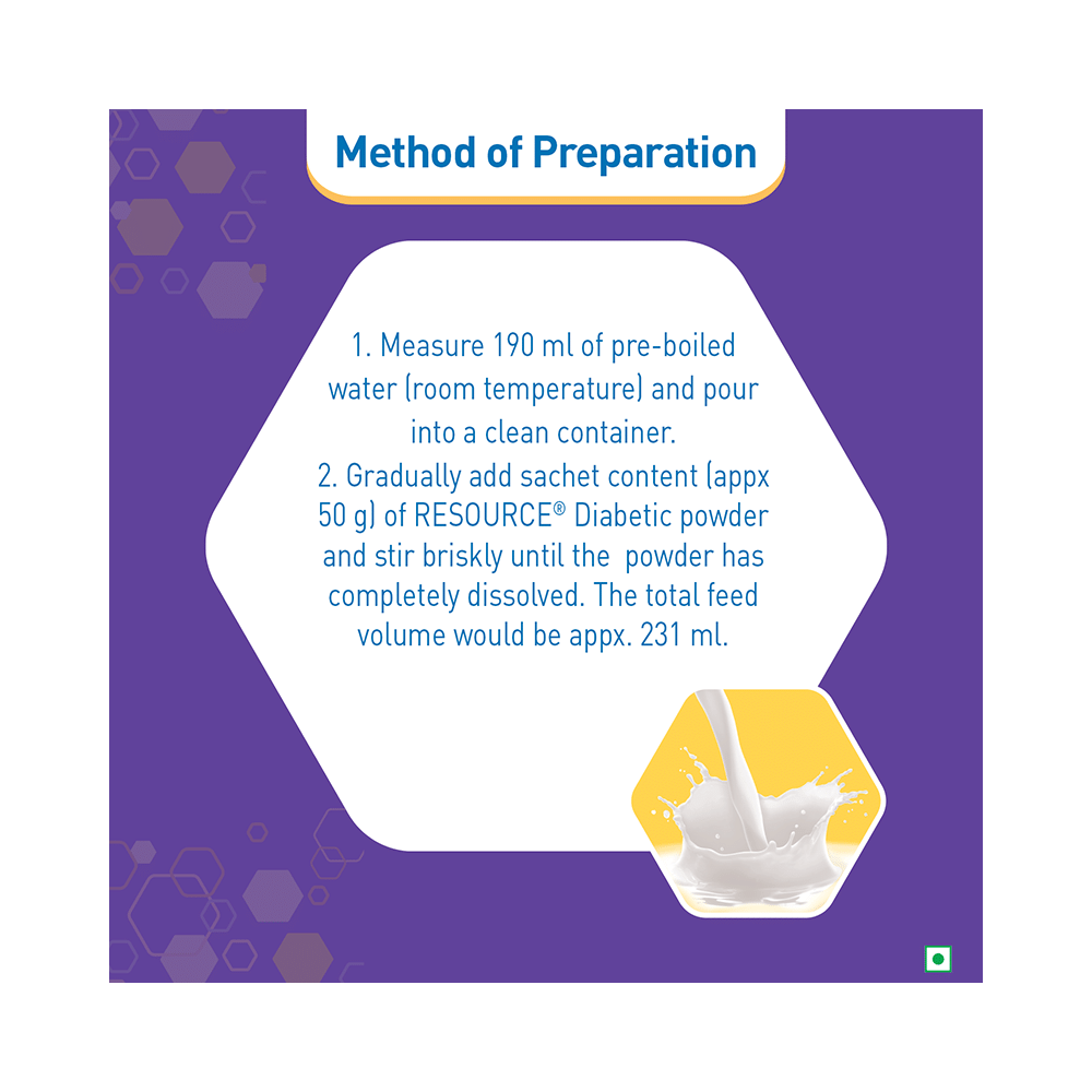 Nestle Resource Diabetic Sachet (50gm Each) with Protein & Fibre | Flavour Vanilla - Image 8