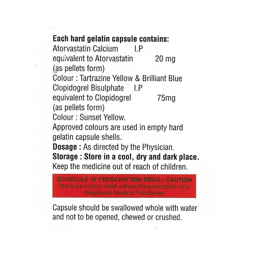 Danavish Atorvastatin+Clopidogrel 20mg/75mg Capsule - Image 2