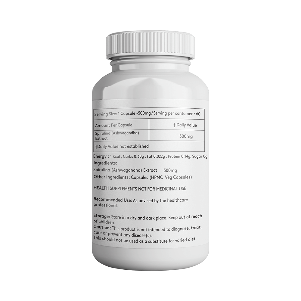 Giosun Spurulina (Ashwagandha) 500mg Veg Capsule - Image 2