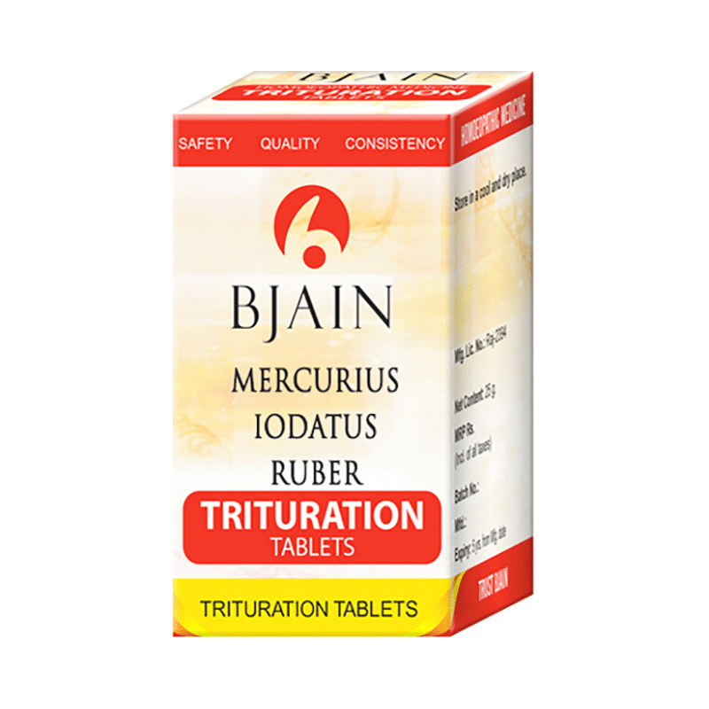 Bjain Mercurius Iodatus Ruber Trituration Tablet 3X - Image 1