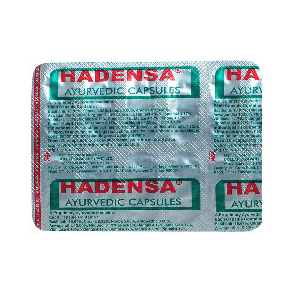 Hadensa Ayurvedic for Digestion, Haemorrhoids, Fissures, Piles & Fistula | Capsule - Image 2