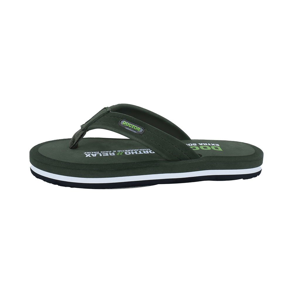 Doctor Extra Soft D32 Skid Resistant || Lightweight || Comfortable Footbed || Memory Foam Bounce Back Technology || Flip-Flop & Sliders for Men Olive 8 - Image 5