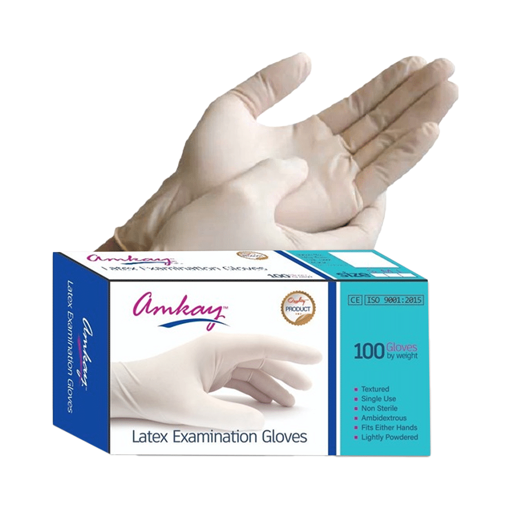 Amkay Disposable Latex Examination Gloves  Sterile Rubber Gloves Large