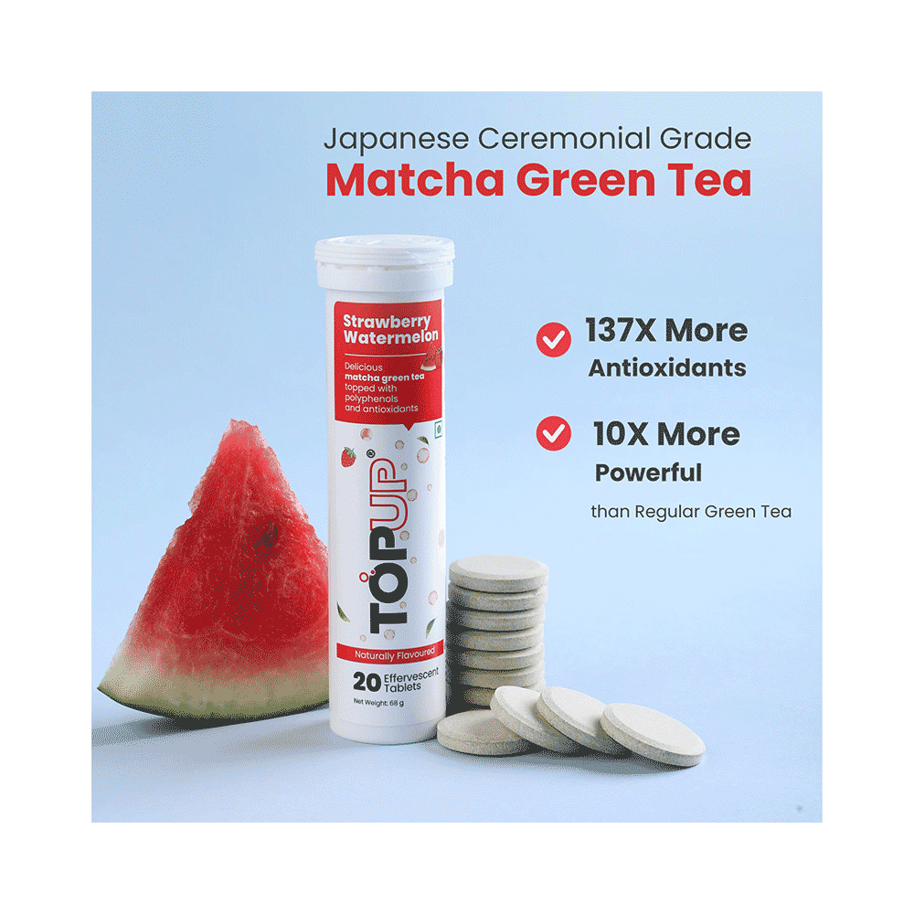 TopUp Delicious Matcha Green Tea Effervescent Tablet (20 Each) Strawberry Watermelon - Image 3