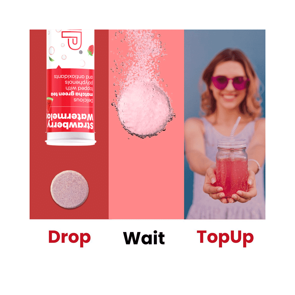 TopUp Delicious Matcha Green Tea Effervescent Tablet (20 Each) Strawberry Watermelon - Image 9