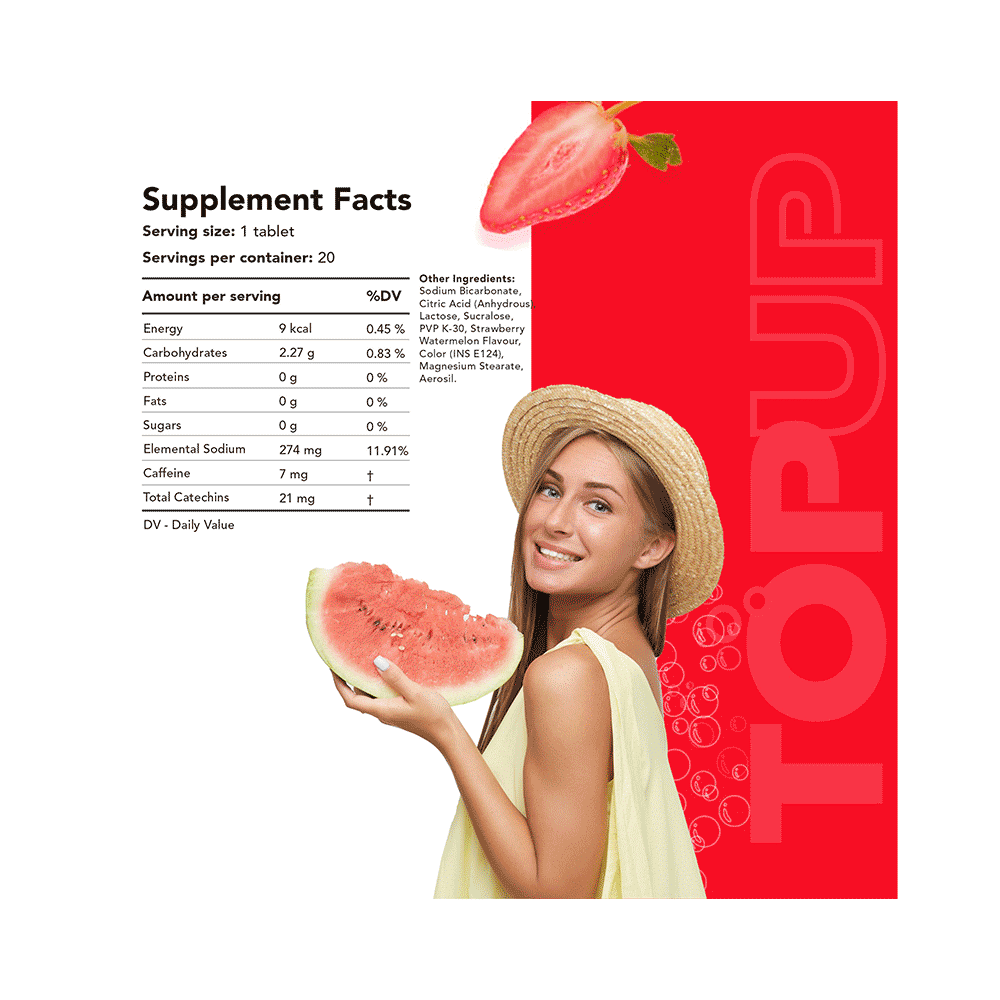 TopUp Delicious Matcha Green Tea Effervescent Tablet (20 Each) Strawberry Watermelon - Image 5