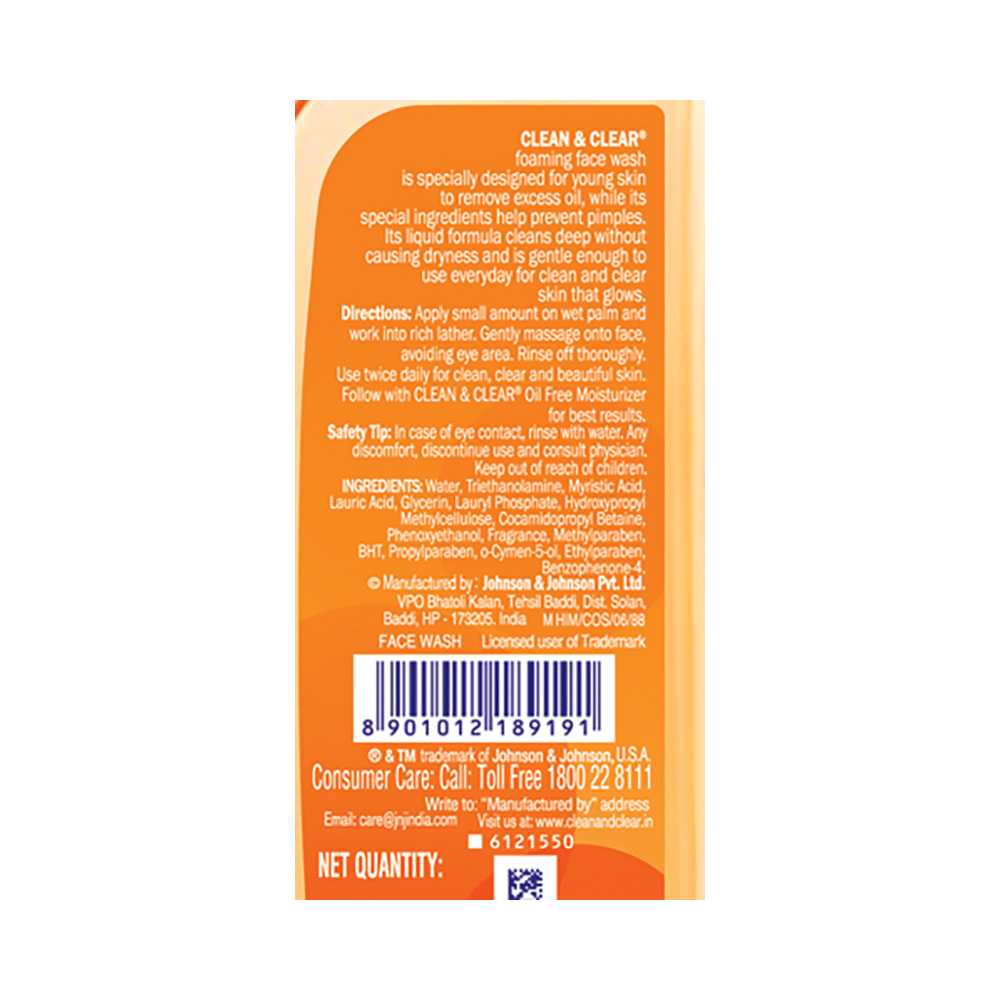 Clean & Clear Foaming Face Wash for Pimple Causing Germs | Oil-Free - Image 3