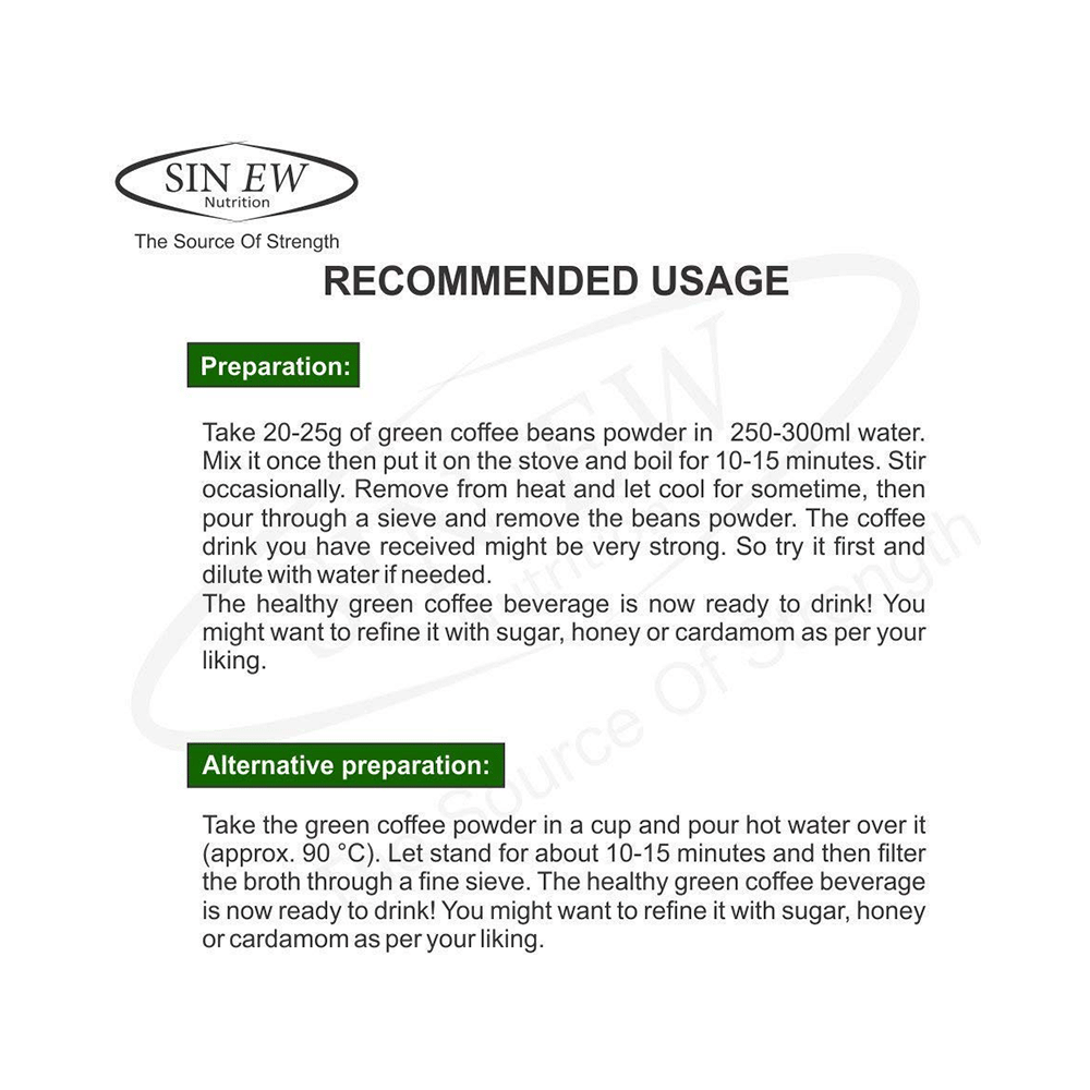 Sinew Nutrition Arabica Green Coffee Beans Powder (200gm Each) - Image 3