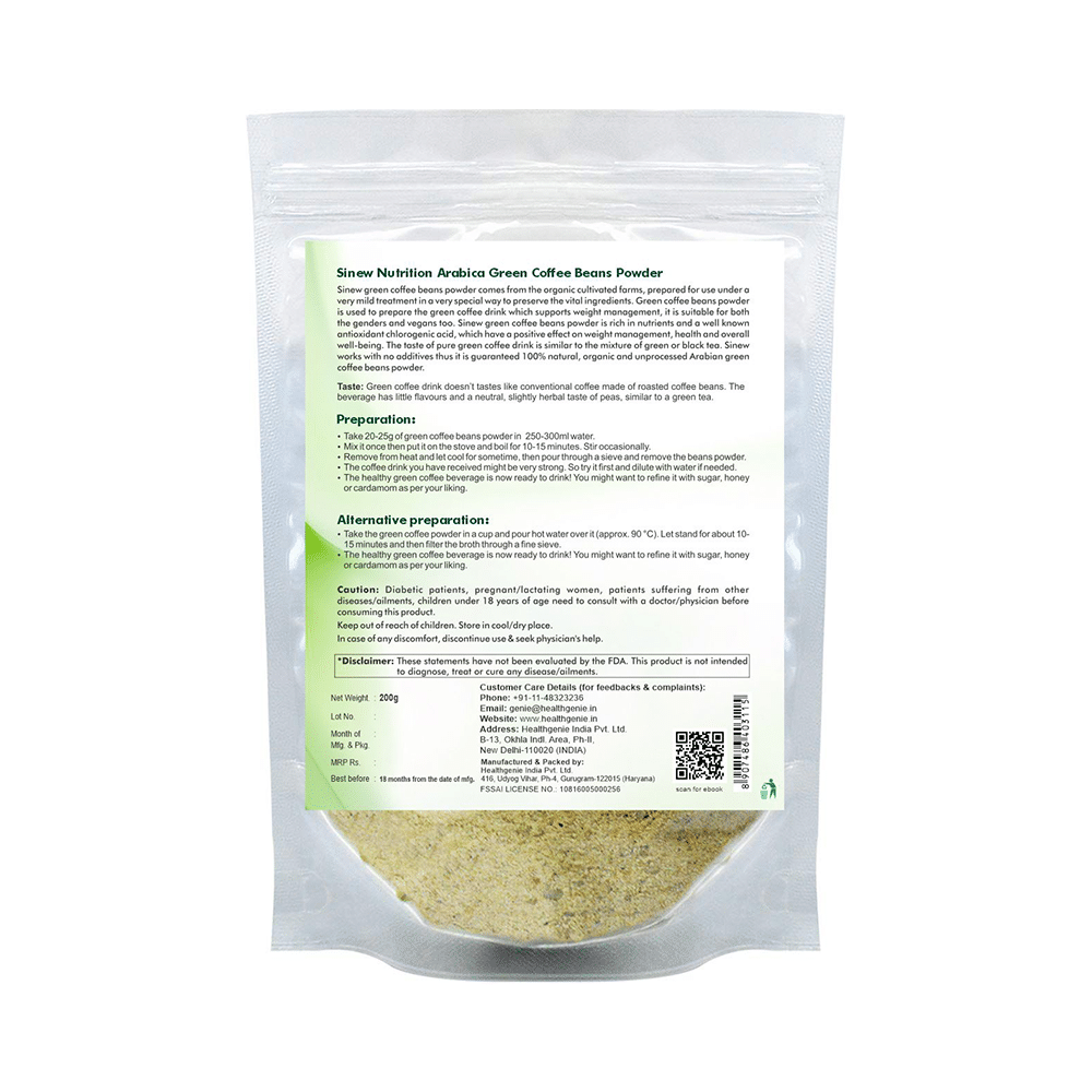 Sinew Nutrition Arabica Green Coffee Beans Powder (200gm Each) - Image 2