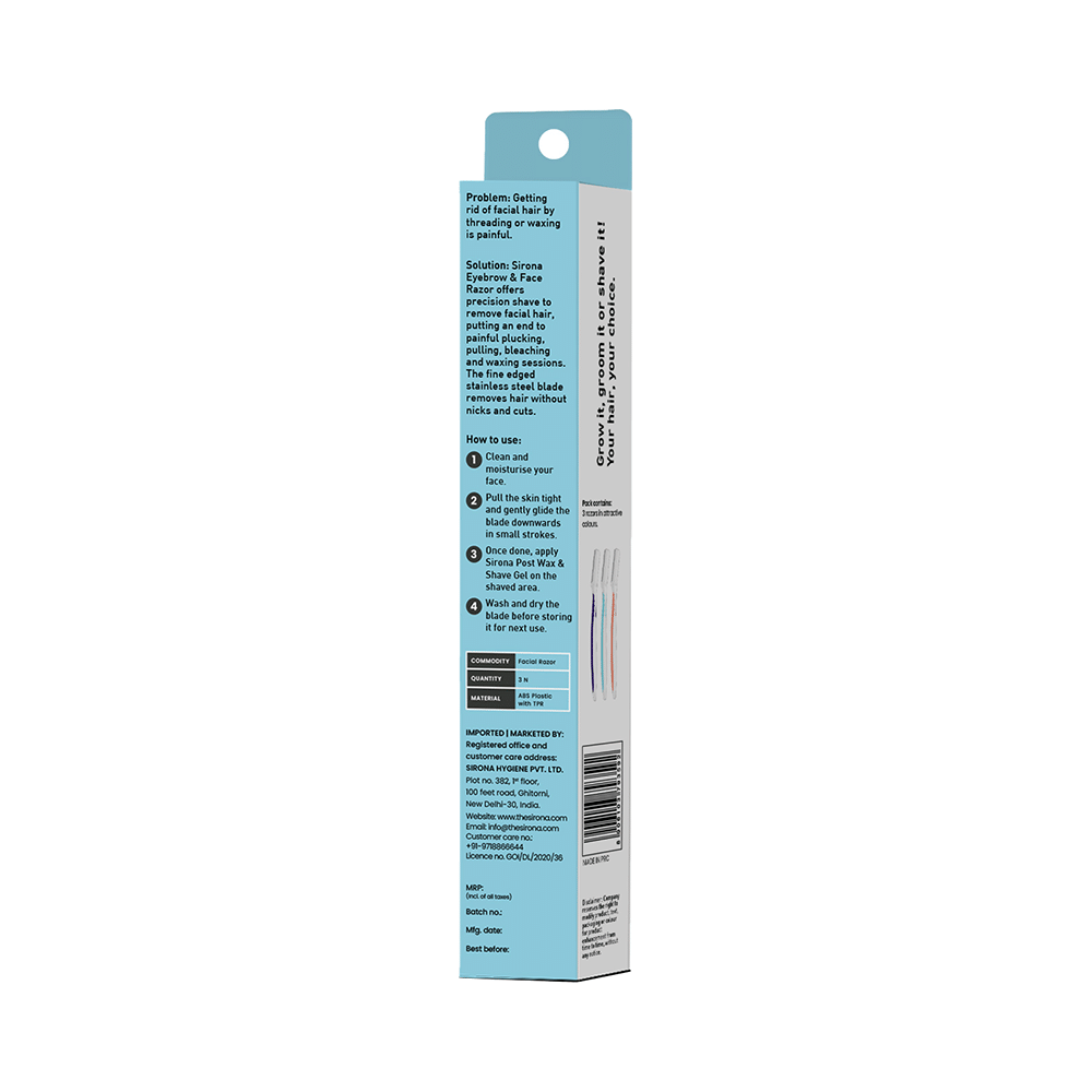 Sirona Eyebrow & Face Razor Turquoise, Orange & Voilet - Image 2