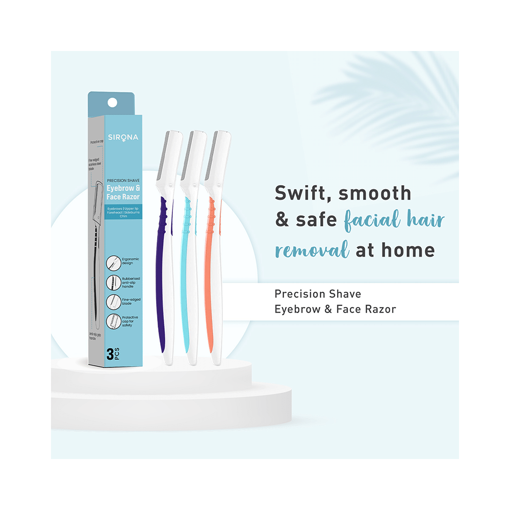 Sirona Eyebrow & Face Razor Turquoise, Orange & Voilet - Image 4
