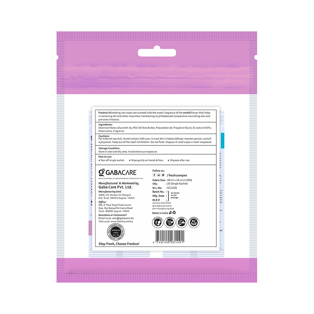 Freshca Orchid Refreshing Wipes - Image 2