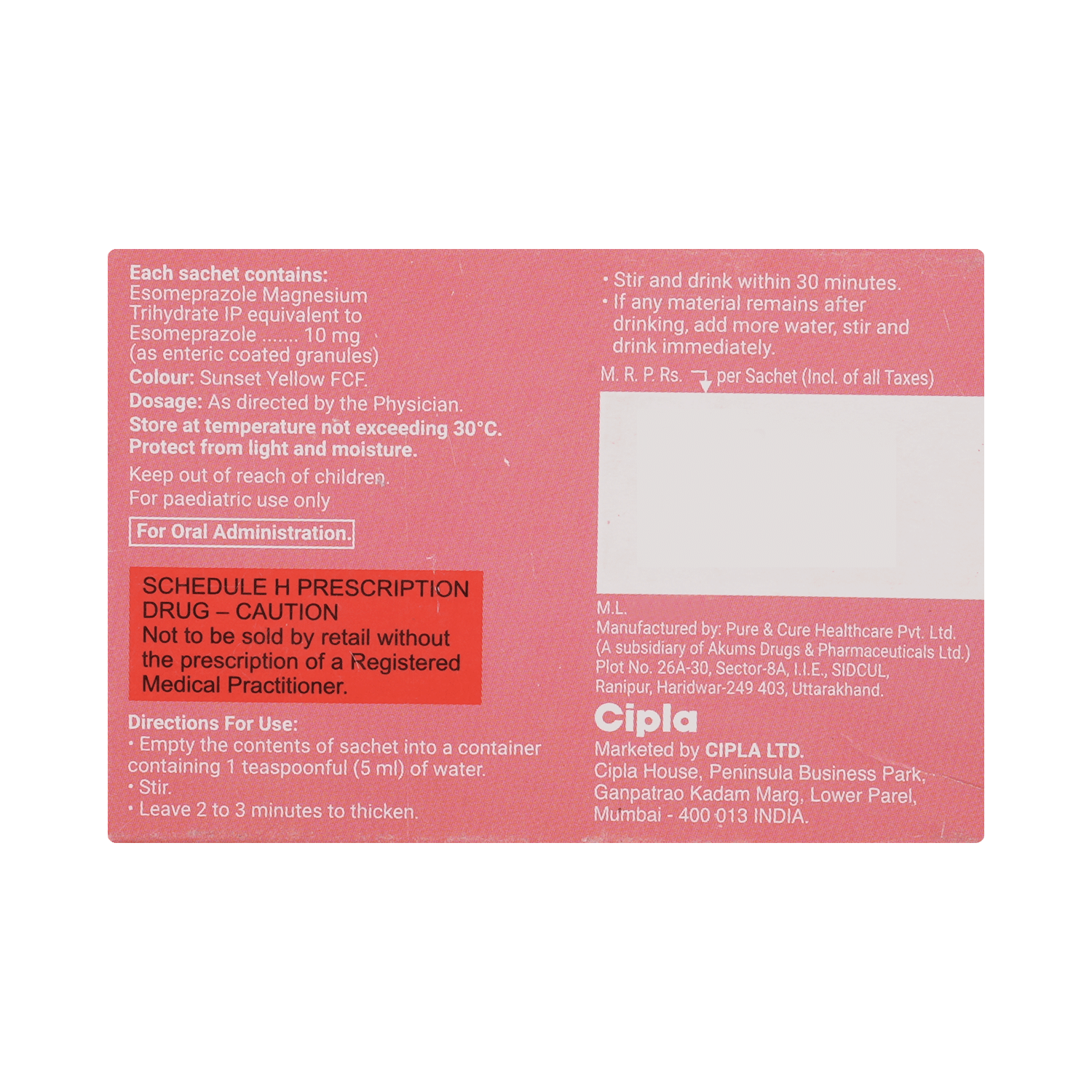 Esomac 10mg Granules - Image 3