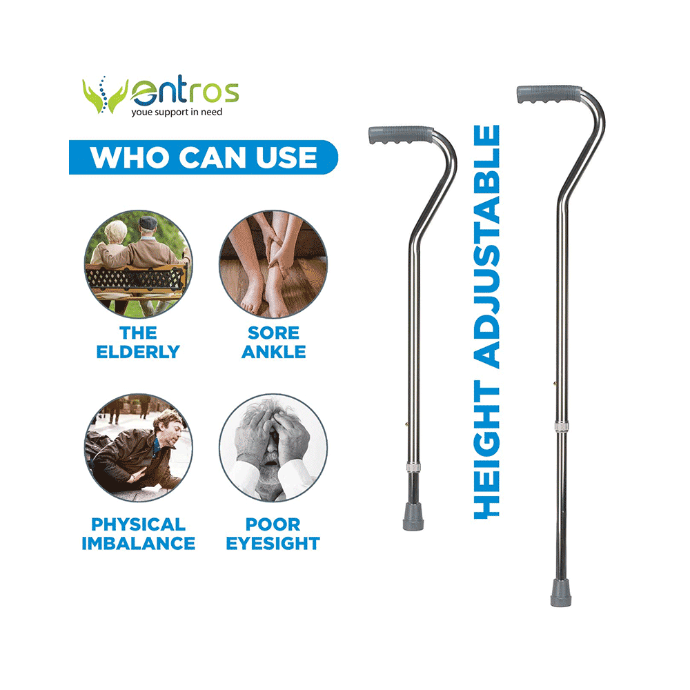 Entros KL928 Adjustable Aluminium Single Leg Walking Stick Silver - Image 5